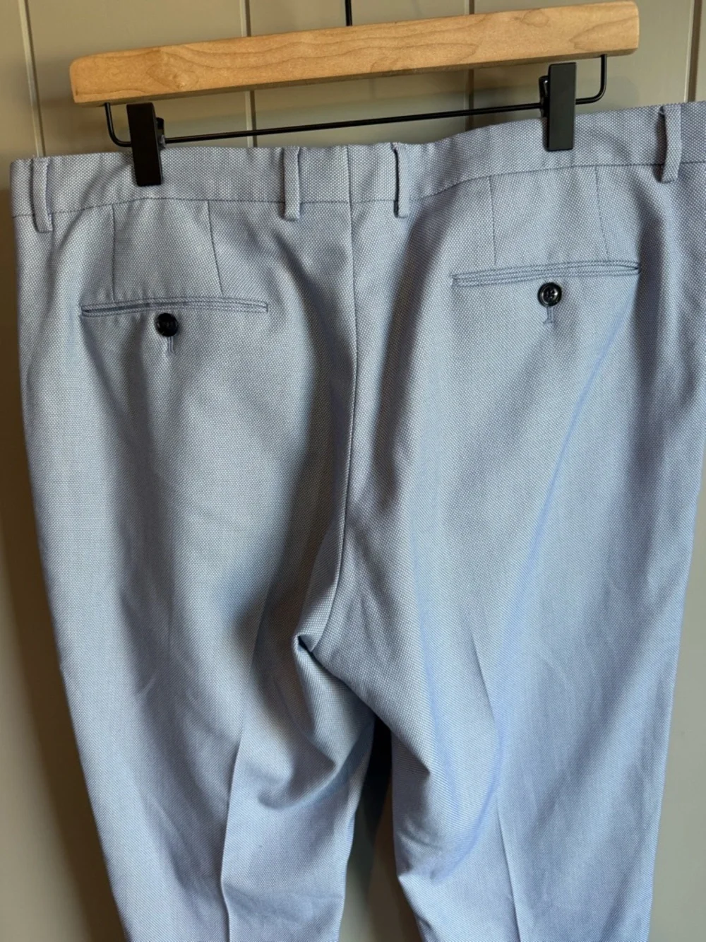 ZARA Mens 36x28 Straight Fit Light Blue Flat Front Trouser Dress Suit Pants